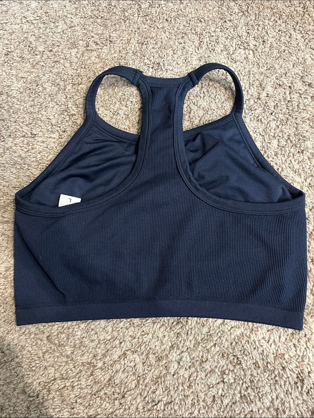 Amazon Women's Navy High Neck Racerback Sports Bra - Picture 4 of 6